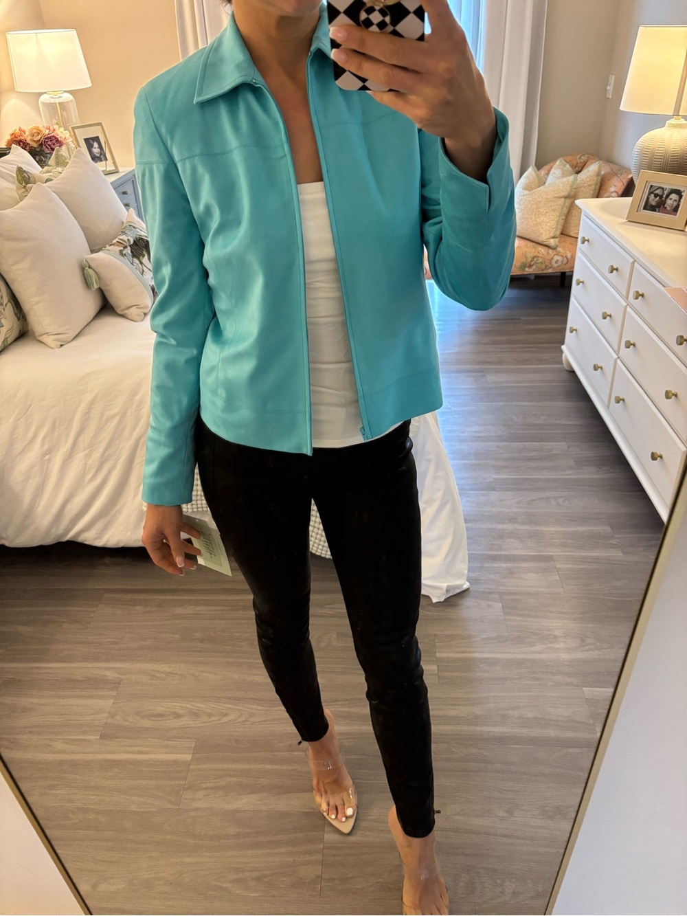 Juliana Collezione Aqua Faux Suede Jacket NWT Size 0